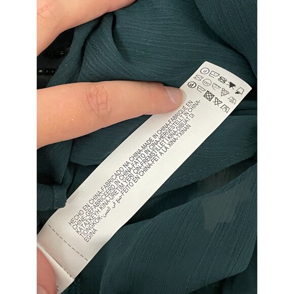 Zara Womens Top Sheer Blouse M Medium Green Embellished beaded 4786/089 NWT - Picture 9 of 14